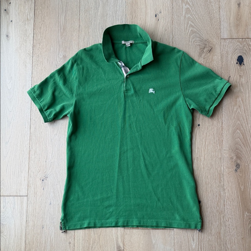 Burberry Green Short-Sleeve Polo with Chest Logo